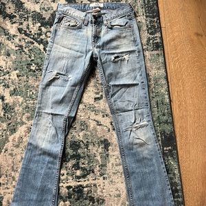 Vintage Armani Exchange Y2K Ripped Flare Jeans Low Rise Size 0